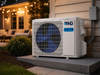 NG SAJA Multi-Zone 17,700 BTU Inverter Condenser - 2 Zone, 22 SEER2, R-32 - SAJA Series condenser installed on a patio