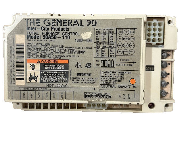 50A50-110 THE GENERAL 90 Total Furnace Control Circuit board Module 13– Willard's HVAC Supply