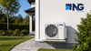 NG BLU+ Multi-Zone 45,000 BTU Inverter Condenser - 6 Zone, 21.3 SEER2, R-454B - Outdoor condenser mounted against an exterior