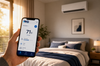 NG EZ Central 48,000 BTU Ducted Inverter Heat Pump System - 16 SEER2, R-454B - WiFi app control shown in a bedroom