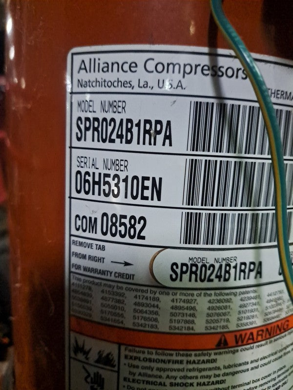 Trane 2 Ton R22 Central AC Scroll Compressor SPR024B1RPA / COM08582 (S ...