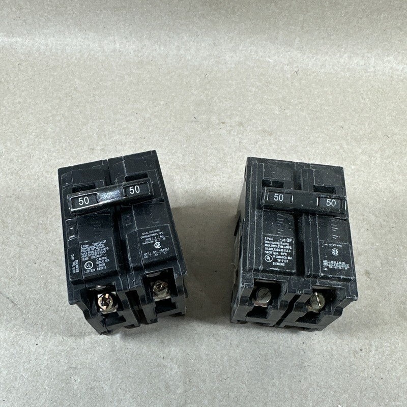 Q250 Two 2 Siemens Q250 2 Pole 50 Amp 120/240VAC Circuit Breaker Type QP250 ...
